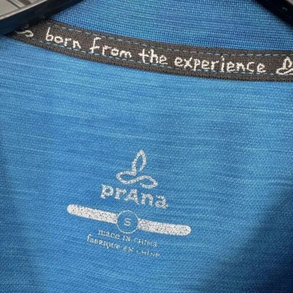 Prana Shirt Calder Long‎ Sleeve Performance Blue Mens Size Small Gym Hiking